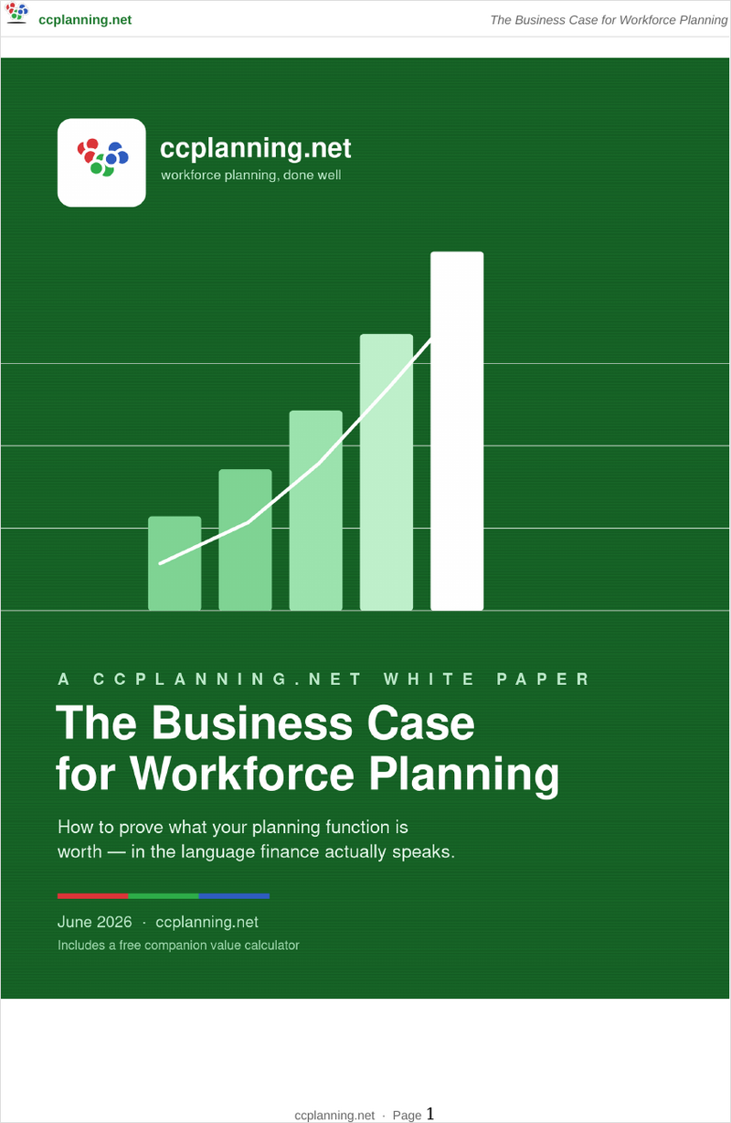 Cover of the ccplanning.net white paper: The Business Case for Workforce Planning