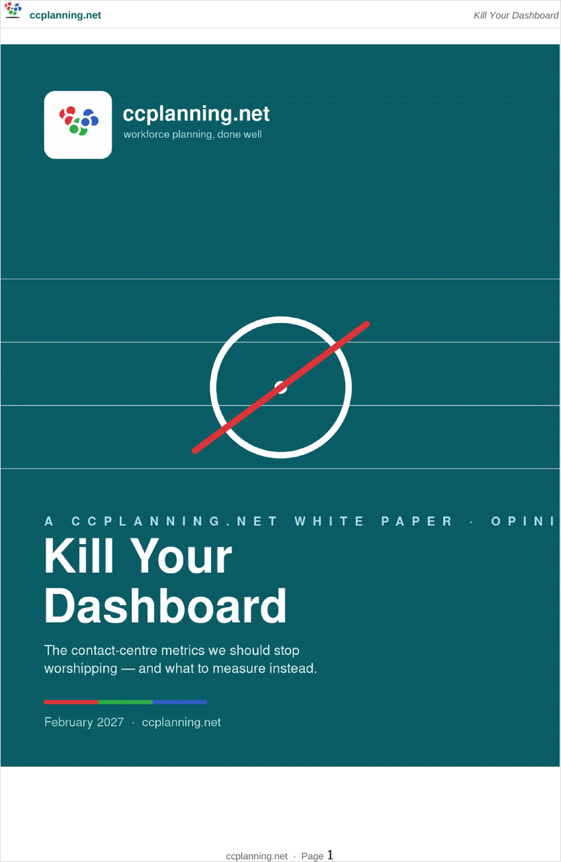 Cover of the ccplanning.net white paper: Kill Your Dashboard