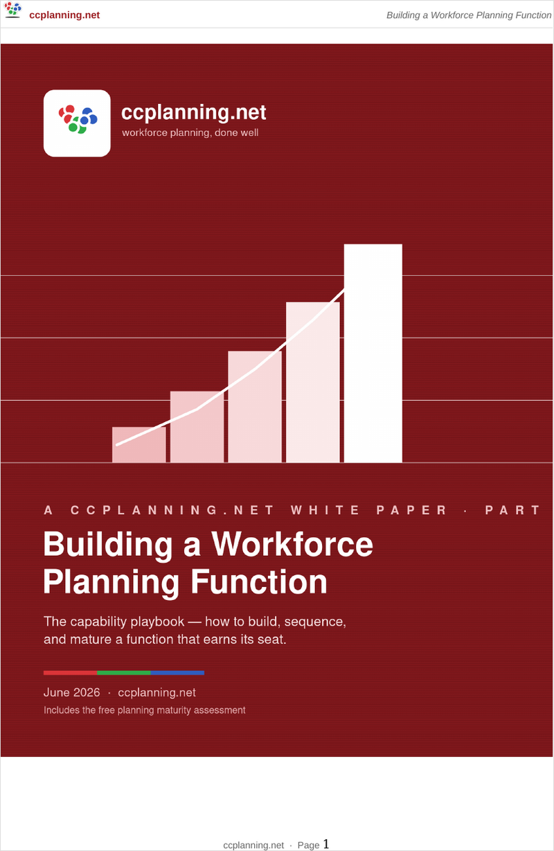 Cover of the ccplanning.net white paper: Building a Workforce Planning Function